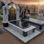 Памятник для военного A-019, белый гранит Висконт Вайт