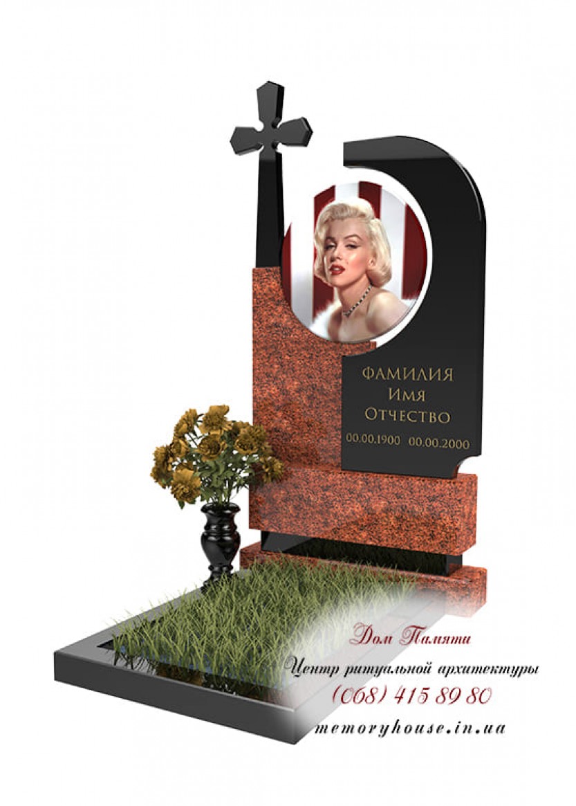 PFS019-833x1165 Памятник с фотостеклом из гранита - ПФС019 — изображение 1
